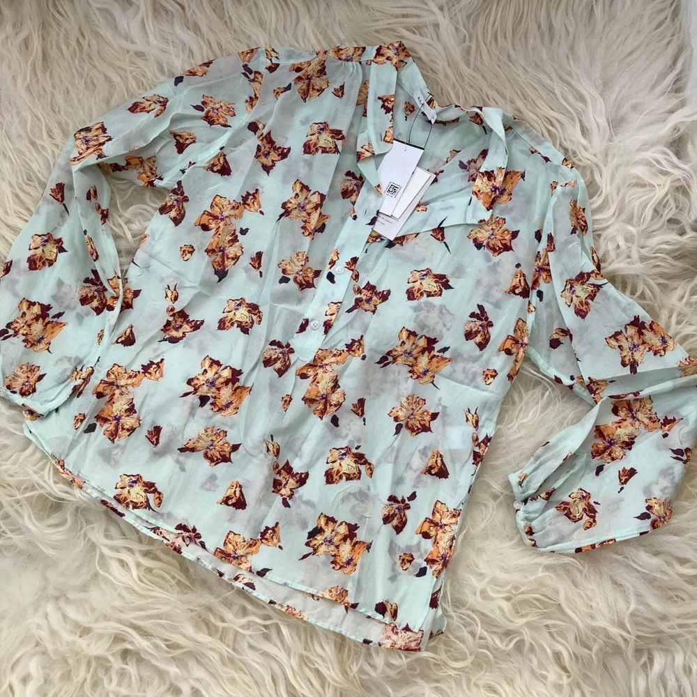 A.L.C. Shira Floral Print Mock Neck Blouse 1380 - Picture 4 of 13